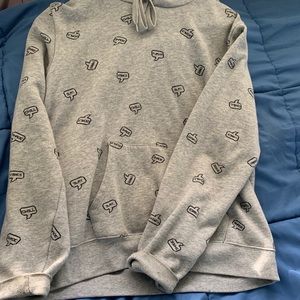 F21 Light Grey Printed Hoodie